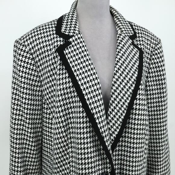Kasper Jacket Plus Size 24W White Black Houndstooth Lined Blazer Pockets Career - Picture 11 of 15